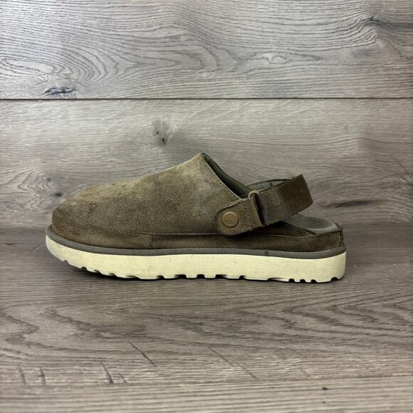 UGG Goldenstar Clog Slippers Women's 10 Brown Hickory Suede Platform Sandals - Picture 6 of 16